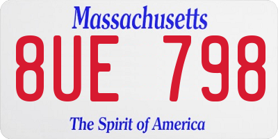MA license plate 8UE798