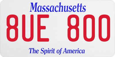 MA license plate 8UE800