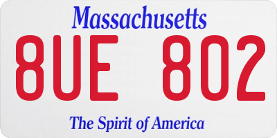 MA license plate 8UE802