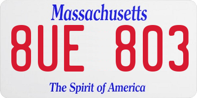 MA license plate 8UE803