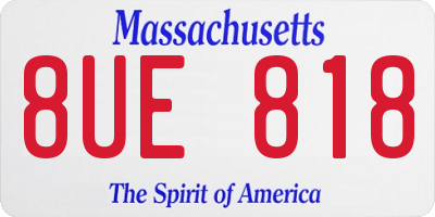 MA license plate 8UE818