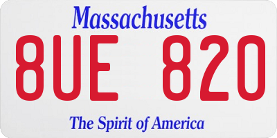 MA license plate 8UE820