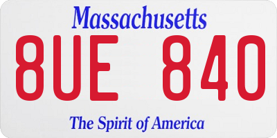 MA license plate 8UE840