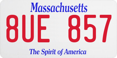 MA license plate 8UE857