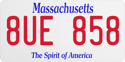 MA license plate 8UE858