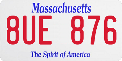 MA license plate 8UE876