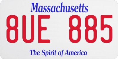 MA license plate 8UE885