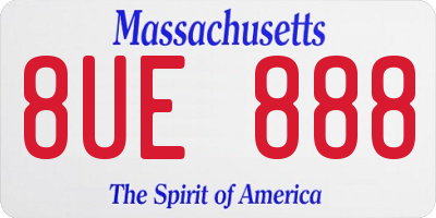 MA license plate 8UE888