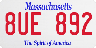 MA license plate 8UE892