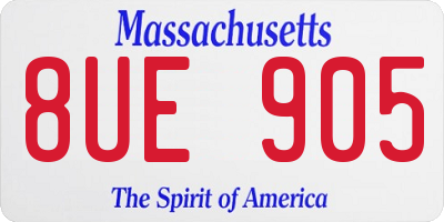 MA license plate 8UE905