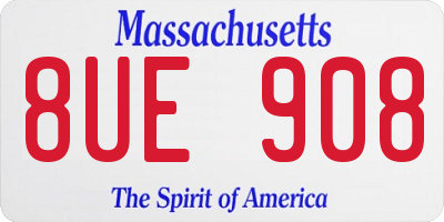 MA license plate 8UE908