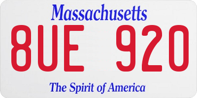 MA license plate 8UE920