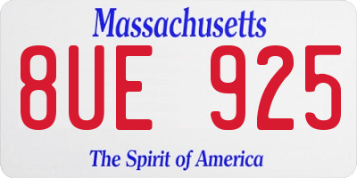 MA license plate 8UE925