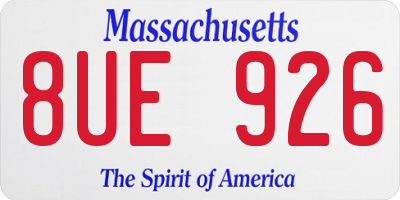 MA license plate 8UE926