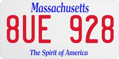 MA license plate 8UE928