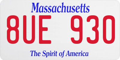 MA license plate 8UE930