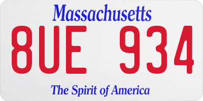 MA license plate 8UE934