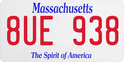 MA license plate 8UE938