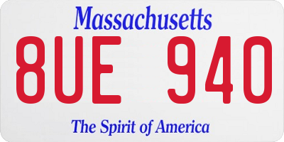 MA license plate 8UE940