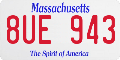 MA license plate 8UE943