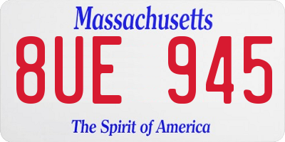 MA license plate 8UE945