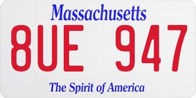 MA license plate 8UE947
