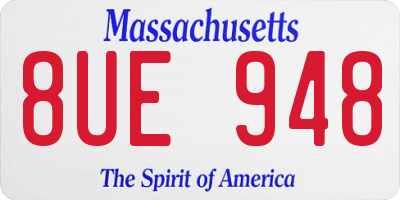 MA license plate 8UE948