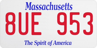 MA license plate 8UE953