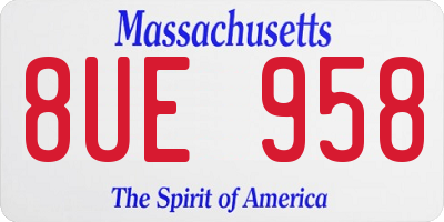 MA license plate 8UE958
