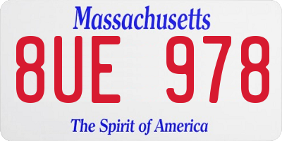 MA license plate 8UE978