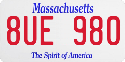 MA license plate 8UE980