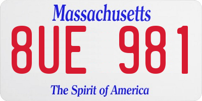 MA license plate 8UE981