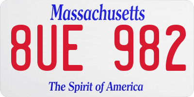 MA license plate 8UE982