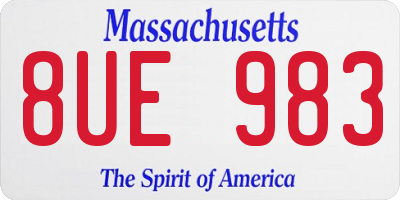 MA license plate 8UE983