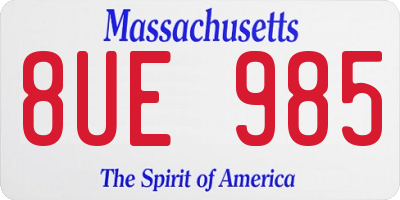 MA license plate 8UE985