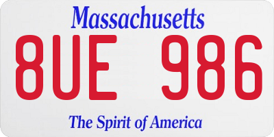 MA license plate 8UE986