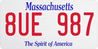 MA license plate 8UE987