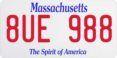 MA license plate 8UE988