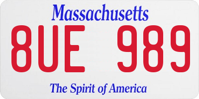 MA license plate 8UE989