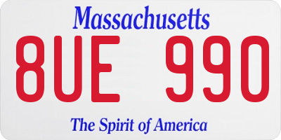 MA license plate 8UE990