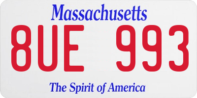 MA license plate 8UE993