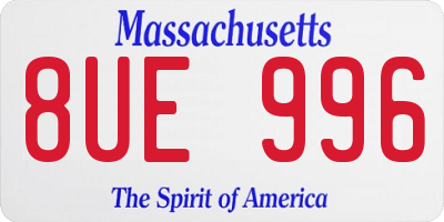 MA license plate 8UE996