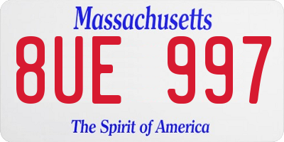 MA license plate 8UE997
