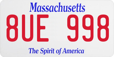 MA license plate 8UE998