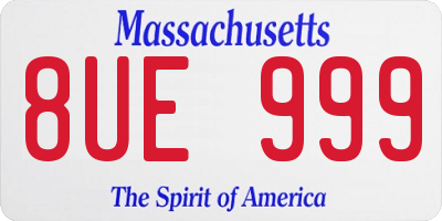 MA license plate 8UE999