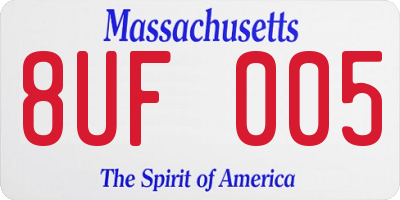 MA license plate 8UF005