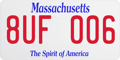 MA license plate 8UF006