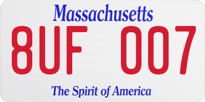 MA license plate 8UF007
