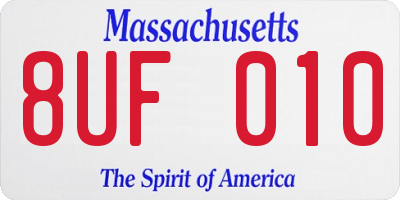 MA license plate 8UF010
