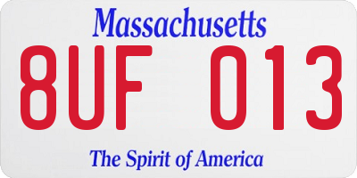 MA license plate 8UF013